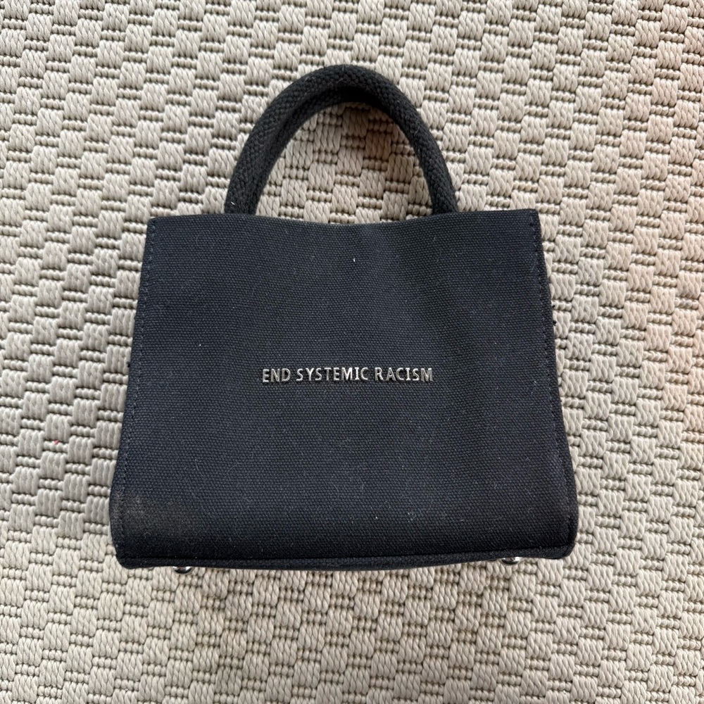 Brandon Blackwood New york end systemic racism black mini tote bag